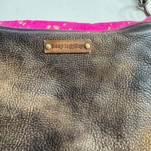 Keep It Gypsy Upcycled LV Fringe Calf Hair Animal Print Crossbody Bag Boho - Picture 6 of 7